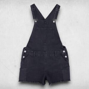 Wallflower Shortalls Womens L Black Raw Hem Stretch Y2K Streetwear Casual